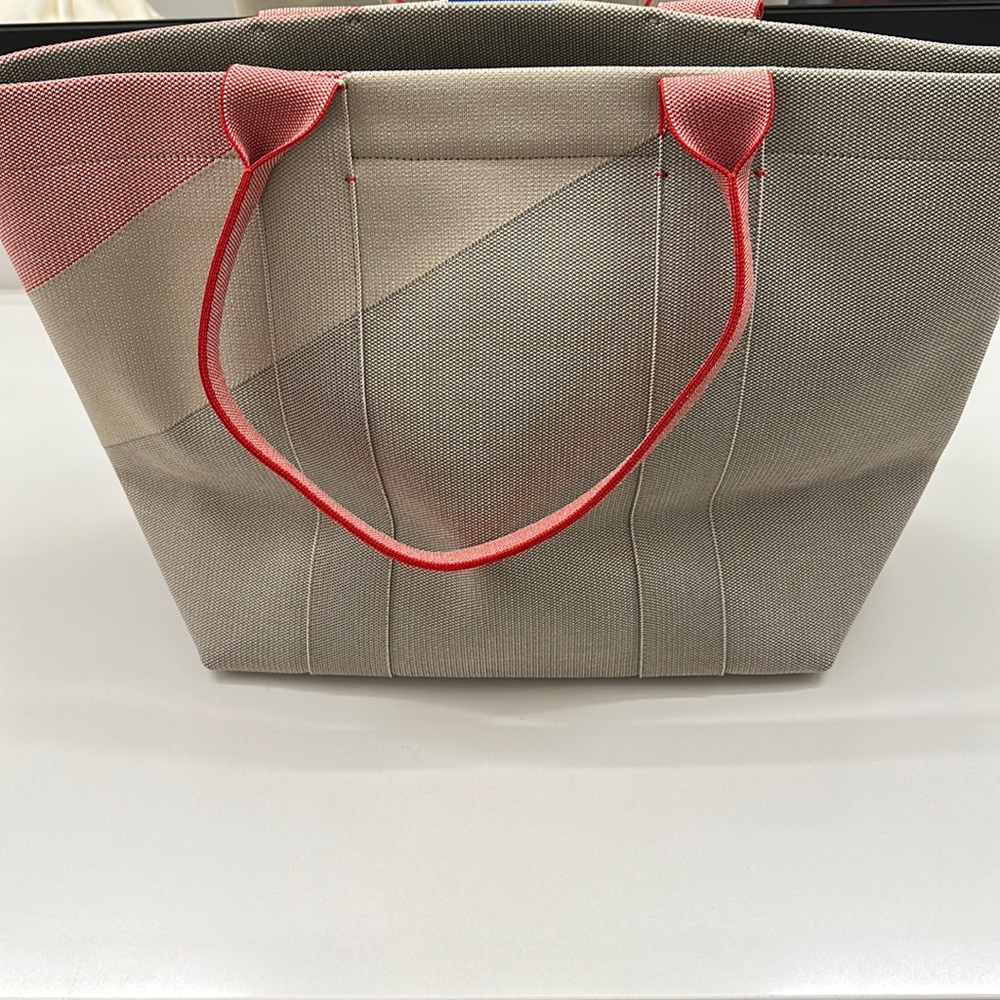 Rothy's Beige Tote with Coral-Red Trim